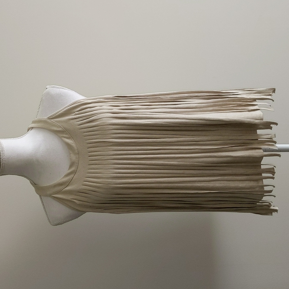 Chico's Beige Fringe Faux Suede Tank Top Size 2 Large